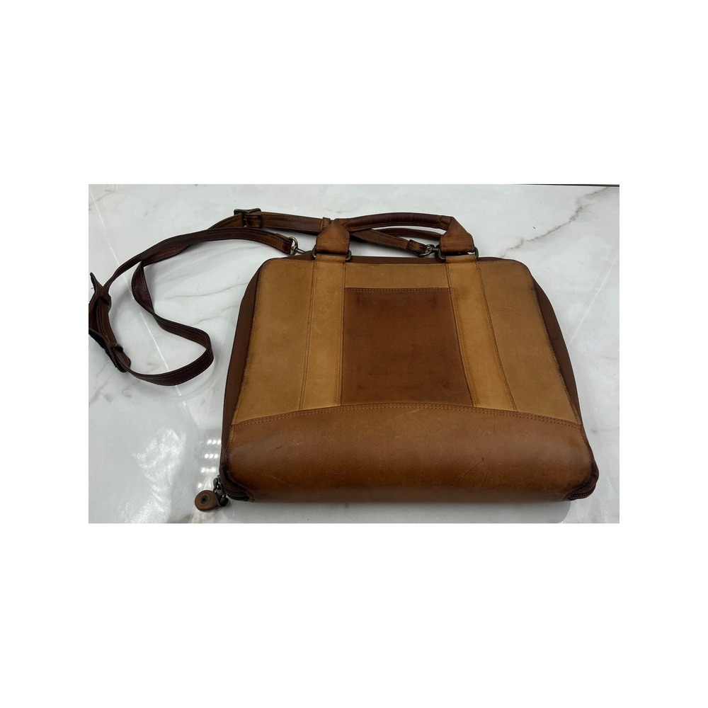 VTG Franklin Covey SpaceMaker Brown Leather 7 Ring Binder Planner Briefcase USA